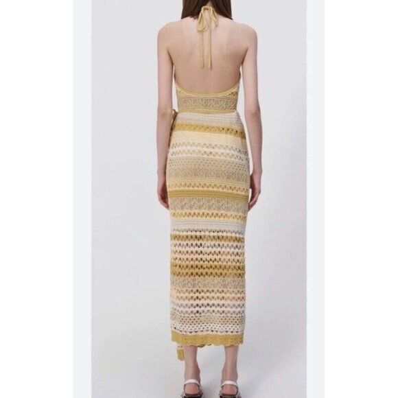 Jonathan Simkhai S Midi Dress Wrap Macrame Halter Crochet Designer Luxury Boho - Picture 2 of 12
